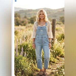 Levi's Light Blue Denim Overalls Jumpsuit size XL Y2K